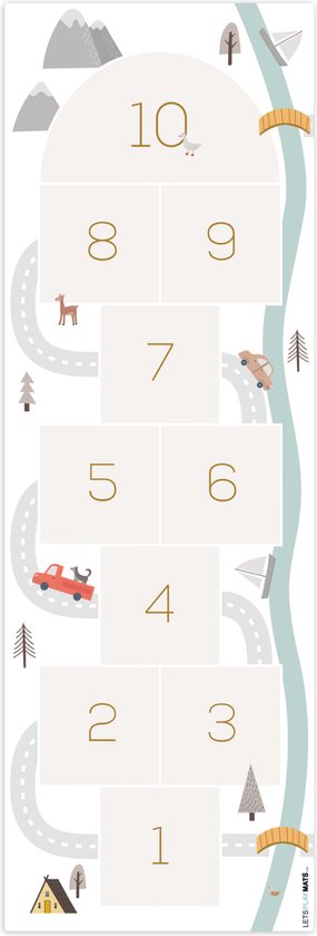 LetsPlaymats® Speelmat baby kinderen - Hinkelpad - Auto - Weg - Kinderen - Rivier - Speelkleed van vinyl – Speeltapijt - Antislip - 90x270 cm van LetsPlaymats®