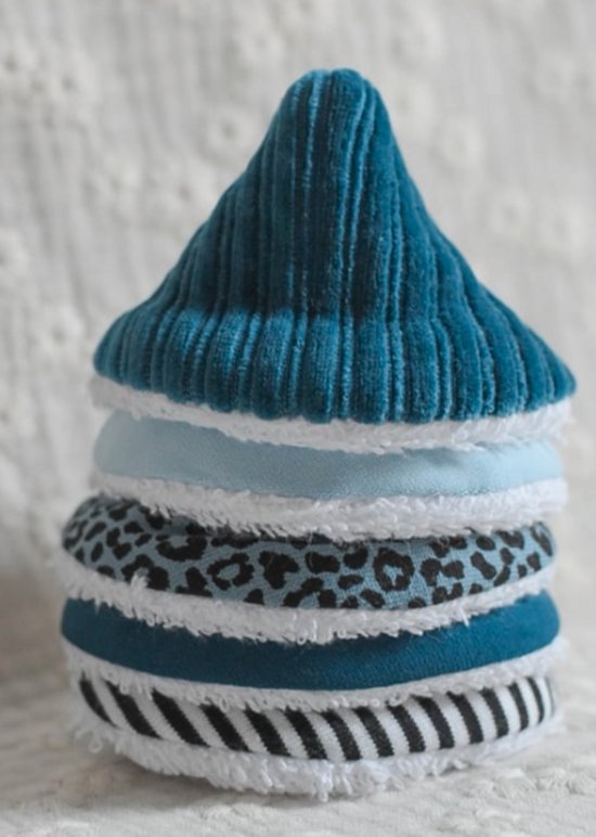 Letters by Lau | Piemelhoedjes Blauw | set van 5 | Kraamcadeau | Handig | Mommybag | Baby | Jongetjes | Katoen | Badstof | Leuke print | Pipihoedjes van Merkloos