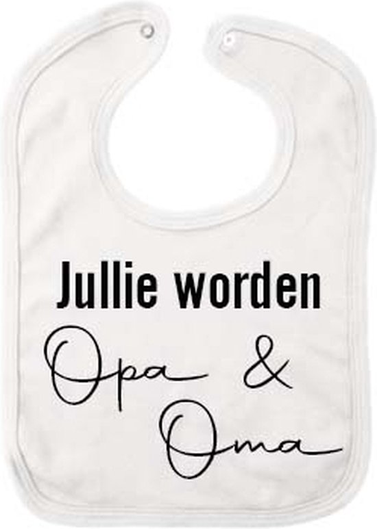 Letters by Lau - Slabbetjes - slabber - slab - baby - Jullie worden opa & oma - zwangerschap aankondiging - stuks 1 - wit - lhbtq van Letters by Lau