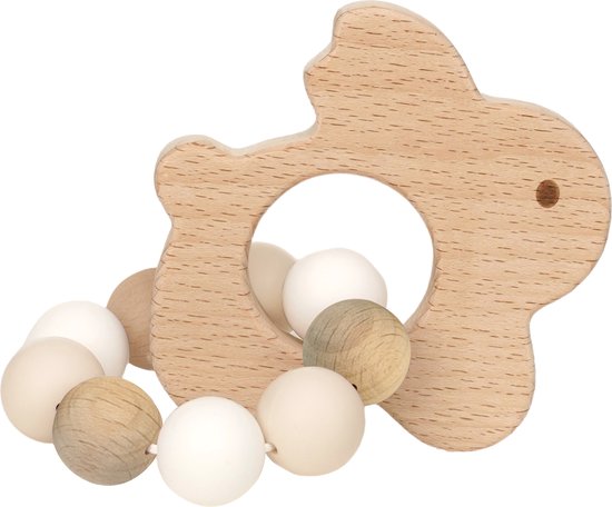 Leuke bijtring van BAMBAM in de vorm van een konijntje en gemaakt van duurzaam hout