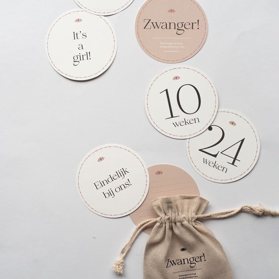 Leukigheidjes - zwangerschap mijlpaalkaarten - ronde cirkels van Merkloos