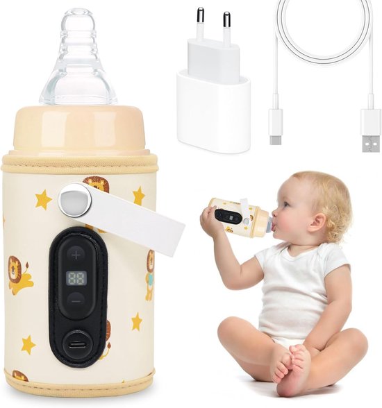 Lexium Flessenwarmer onderweg - Draagbare Baby Flessenwarmer - Intelligente Flesverwarmer - Oplaadbaar - Geschikt voor Borstvoeding & Babyvoeding - Draadloos te gebruiken om je melk op temperatuur te houden of krijgen