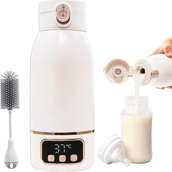 Lexium Flessenwarmer onderweg - Draagbare Baby Flessenwarmer - Intelligente Flesverwarmer - Oplaadbaar - Geschikt voor Borstvoeding & Babyvoeding - Draadloos te gebruiken om je melk op temperatuur te houden of krijgen