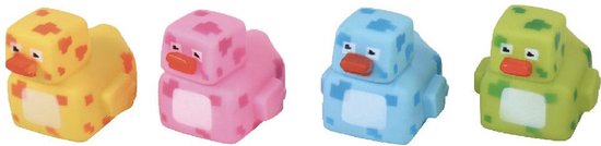LG-Imports Klein Badeendje Vierdelige Set - Blocky Gaming Minecraft - Vier kleuren - 5cm van LG-Imports
