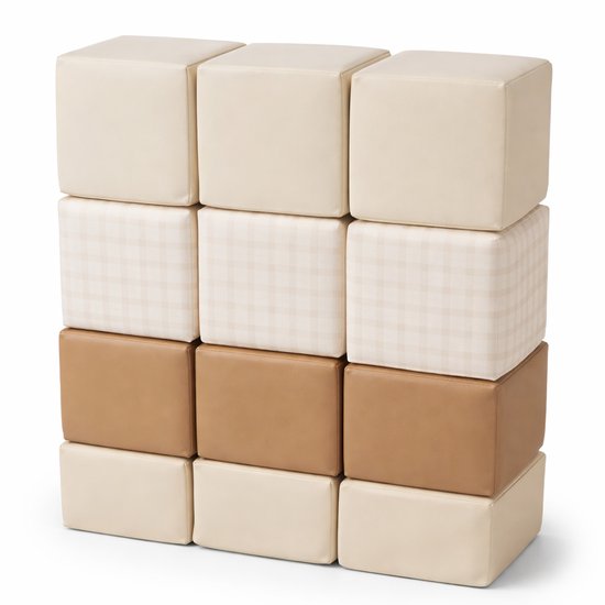 LiasToys® Foam Stapelblokken 12-delig - Zachte Speelblokken - Baby Speelgoed 6 maanden - Educatief Speelgoed - Stapeltoren - Bouwblokken - Foam Blokken - Montessori Speelgoed - Sensorisch Speelgoed Baby
