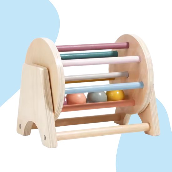 LiasToys - Open spinning drum - Baby Speelgoed 1 jaar - Montessori Speelgoed - Draaiende Trommel - Houten speelgoed - Muziek van LiasToys