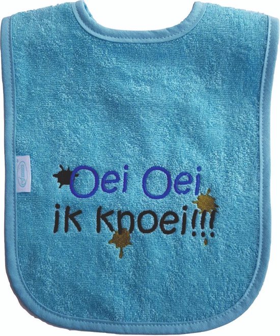 Licht blauwe slab met "Oei oei ik knoei" van BamBam
