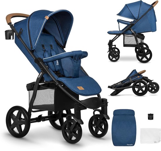 Lichte, opvouwbare kinderwagen met verstelbare rug- en voetsteun
