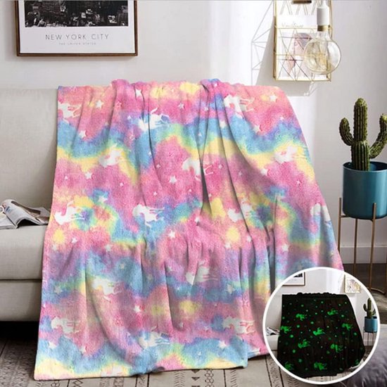 Lichtgevende Eenhoorn Knuffeldeken voor Kinderen - Superzacht en Warm Fleece Deken voor Meisjes