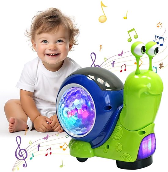 Lichtgevende Slak Speelgoed, Baby Kruipen Speelgoed, Leuke Slak Kruipen Speelgoed, Dier-Thema Speelgoed Geschikt ,Interactief muzikaal speelgoed met licht en muziek, educatief speelgoed voor jonge kinderen, vroeg onderwijs (Groen) van Merkloos