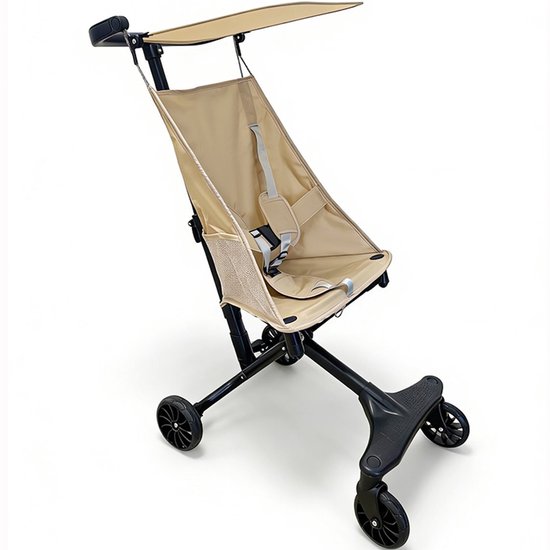 Lichtgewicht Buggy & Reisbuggy - Compact inklapbaar Kinderwagen - Opvouwbaar Wandelwagen - Tot 22 kg Draagkracht - Stabiel 4-Wiel Design & Anti-Schok - Ideaal voor Camping & Auto - Oersterk Aluminium Frame - Voor kinderen van 1、2、3、4、5、6 jaar - Beige