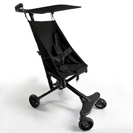 Lichtgewicht Buggy & Reisbuggy - Compact inklapbaar Kinderwagen - Opvouwbaar Wandelwagen - Tot 30kg Draagkracht - Stabiel 4-Wiel Design & Anti-Schok - Ideaal voor Camping & Auto - Oersterk Aluminium Frame - Eenhands Inklapbaar - Zwart van Merkloos