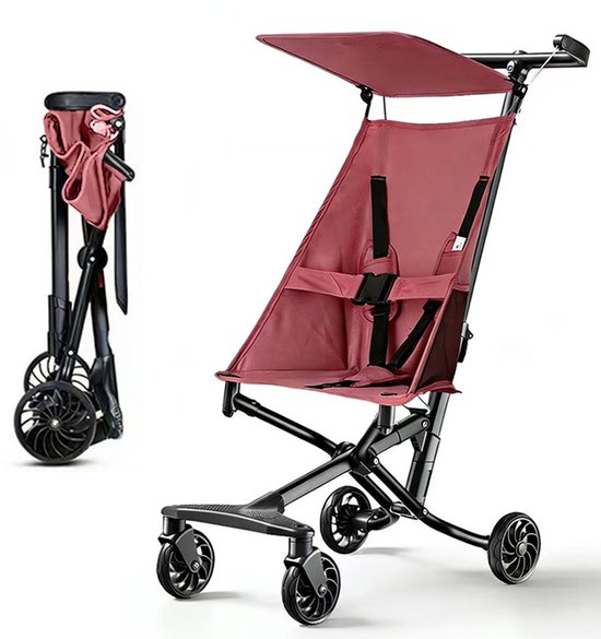 Lichtgewicht Buggy & Reisbuggy - Compacte Kinderwagen - Oersterk Aluminium Frame - Geschikt als Handbagage Vliegtuig - Tot 30kg Draagkracht - Eenhands Inklapbaar - Stabiel 4-Wiel Design & Anti-Schok - Ideaal voor Camping & Auto - Roze van Kinderkraft