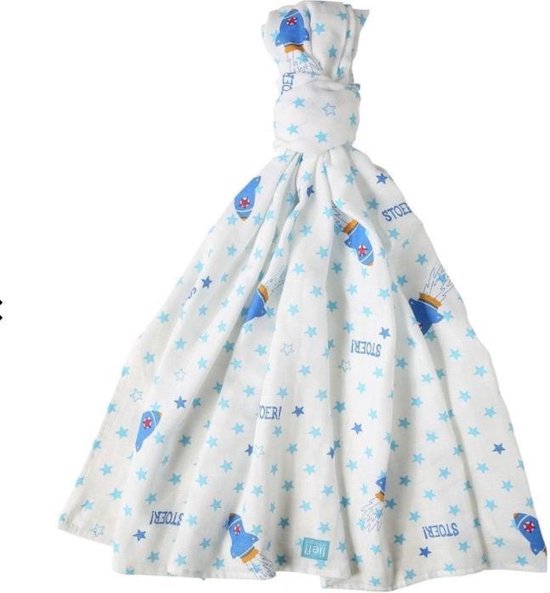 Lief! Stoer! XL Hydrofieldoek met sterrenprint blauw– 120x120cm | Hydrofiele luiers voor baby’s | Babyverzorging van LIEF