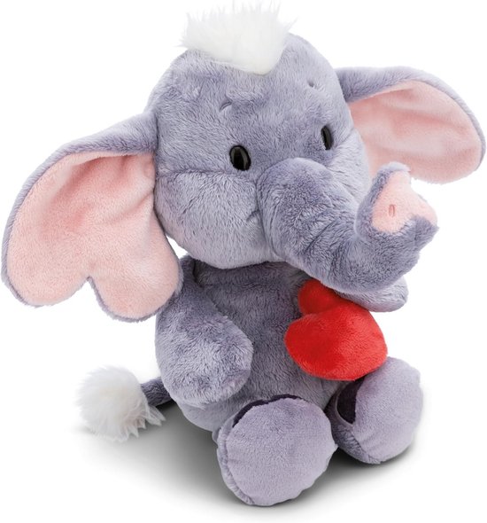 Liefde Vol Pluche Olifant met Magneet Hart Donkergrijs Knuffeldier 32 cm van Merkloos