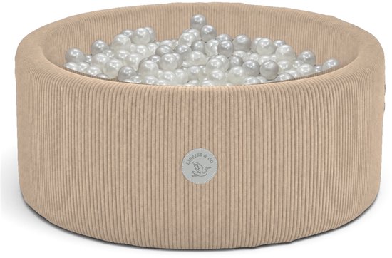 Liefjes & Co Corduroy Beige Ballenbak Met 200 Ballen – Baby & Kinder Ballenbad – Zacht Foam – Speelgoed