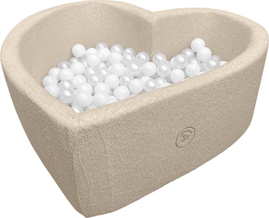 Liefjes & Co Fluffy Beige Hart Ballenbak Met 200 Ballen – Baby & Kinder Ballenbad – Zacht Foam – Speelgoed van Merkloos