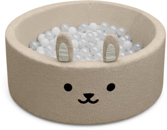 Liefjes & Co Fluffy Beige Konijn Ballenbak Met 200 Ballen - Baby & Kinder Ballenbad - Zacht Foam - Speelgoed van Liefjes & Co