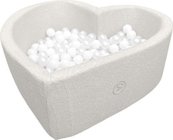 Liefjes & Co Fluffy Wit Hart Ballenbak Met 200 Ballen – Baby & Kinder Ballenbad – Zacht Foam – Speelgoed van Merkloos