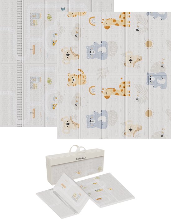 Liefjes & Co Speelmat Baby - Speelkleed Baby 180x200x1,5 cm – XPE Foam Speelkleed – Dubbelzijdige Opvouwbare Kruipmat