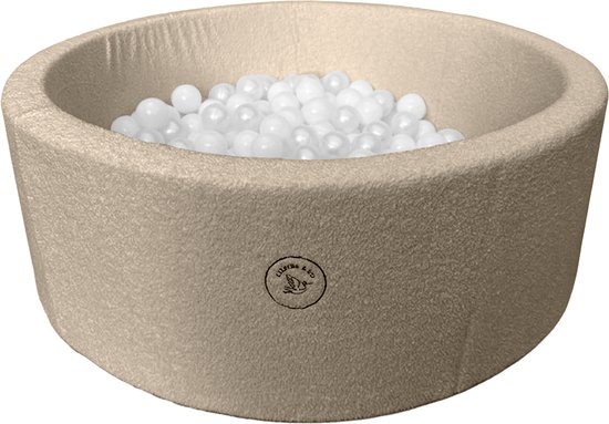 Liefjes & Co Teddy Beige Ballenbak Rond met 200 BPA-vrije Ballen – Baby & Kinder Ballenbad – Zacht Foam – Speelgoed van Merkloos