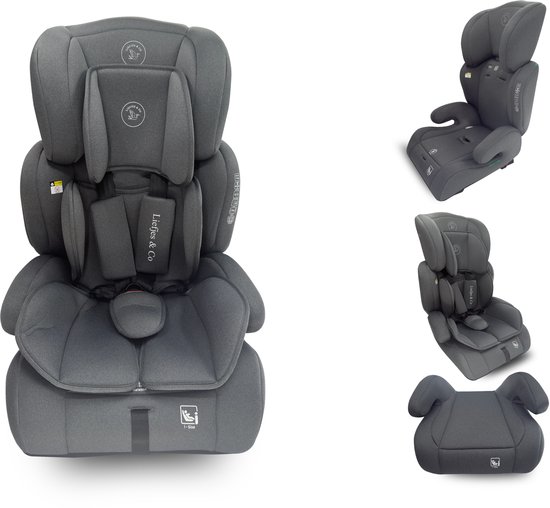 Liefjes & Co Varioseat Autostoel Isofix – i-Size – Groep 1/2/3 (76–150 cm) Memory Foam - Afstelbare hoofdsteun - Booster - Grijs