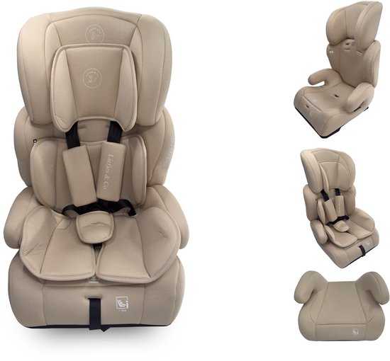 Liefjes & Co Varioseat Isofix Autostoel – i-Size – Groep 1/2/3 (76–150 cm) Memory Foam - Afstelbare hoofdsteun - Booster - Beige