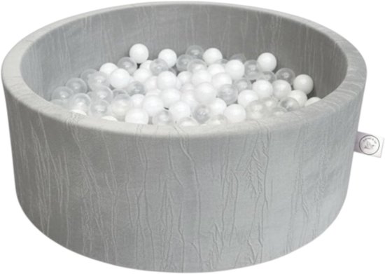Liefjes & Co Velvet Grijs Ballenbak Rond met 200 BPA-vrije Ballen – Baby & Kinder Ballenbad – Zacht Foam – Speelgoed van Merkloos