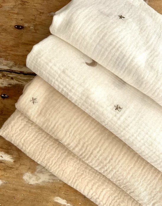 Lieve Muis - Hydrofiele doek XL - Maan - Ster - Beige van Lieve Muis