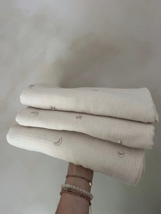 Lieve Muis - Hydrofiele doek XL - Maan - Ster - Beige