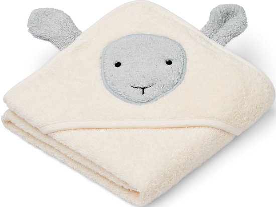 Liewood Albert babyhanddoek met capuchon - Sheep/Creme de la creme van Liewood