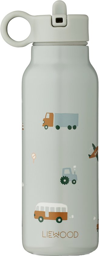 Liewood Falk Water Bottle - 350 ml - Vehicles/Dove Blue Mix van Liewood