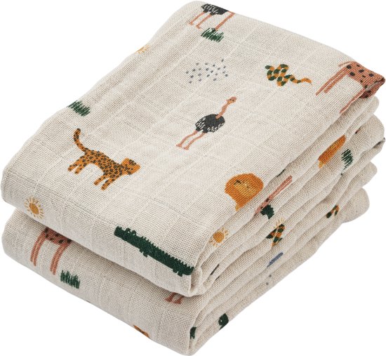 Liewood Hydrofiele Doeken - Lewis Safari Sandy - 2 Stuks van Liewood