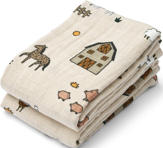 Liewood Lewis Mousseline Doek 2-Pack Colour Farm/Sandy van Merkloos