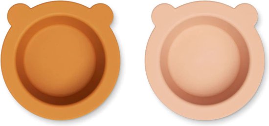 Liewood Peony Kommen Met Zuignap 2-Pack - Mustard / Tuscany Rose Mix van Liewood