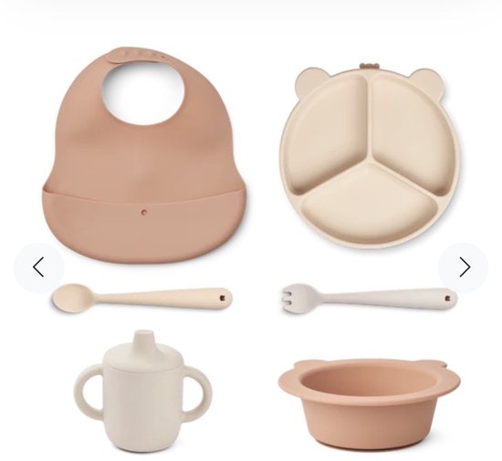 Liewood - Siliconen Baby Eetset - Giftset - Stina - Stina Gift Set - Tuscany Rose