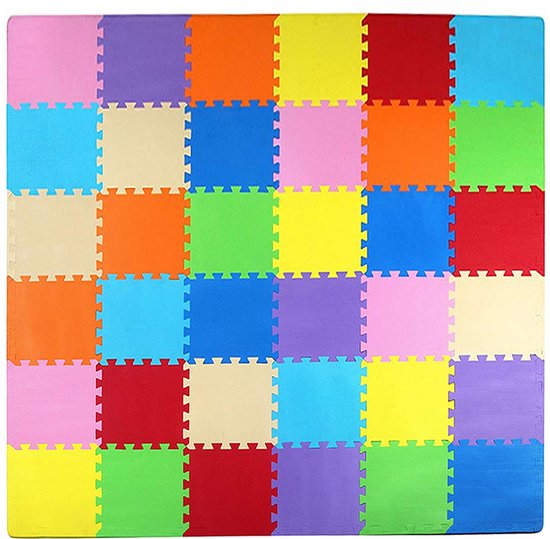 LifeGoods Speelmat XL - Multicolor - Speelkleed - 36-delig Puzzel - 180x180 cm van LifeGoods