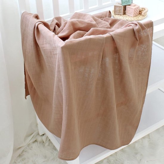LifeTree baby mousseline swaddle deken doeken - 2 stuks 120 x 120 cm 100% biologisch katoen baby inbakerdoeken voor jongens en meisjes van Merkloos