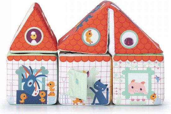 Lilliputiens - Stapelkubussen Boerderij - Set Van 5 Zachte Kubussen - Op Elke Zijde Een Nieuwe Uitdaging: Een Boerderijhuisje Samenstellen, Cijfers, Tellen, De Boerderijdieren En Verschillende Materies - Geschikt Vanaf 1 Jaar van Lilliputiens