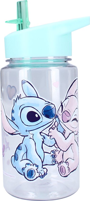 Lilo & Stitch Drinkfles 450ml Let's Eat - Blauw - Stainless Steel - Schoolbeker van Lilo & Stitch