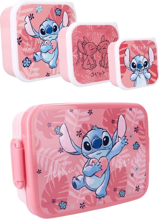 Lilo & Stitch Lunchset; Lunchbox en 3-in-1 Snackbox van Merkloos