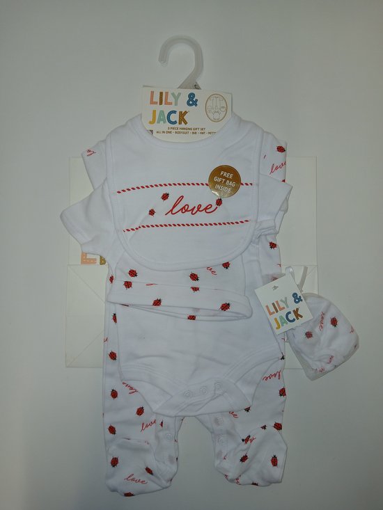 Lily & Jack - cadeauset baby - 5-delig - meisjes - newborn - lieveheersbeestjes - love - maat 50