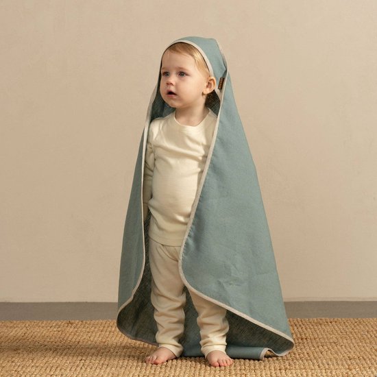 Linnen babyhanddoek met capuchon - mintgroen