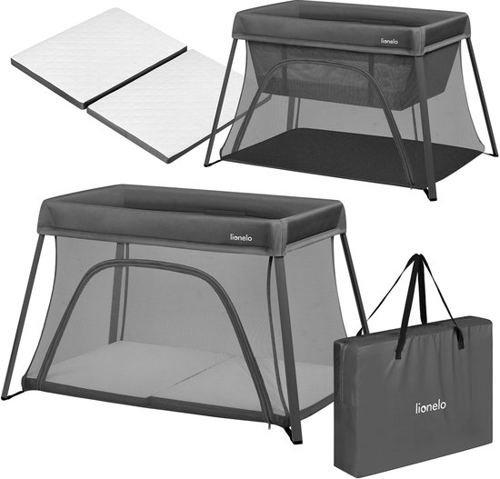 Lionelo Alice – 3 in 1 Babybedje, Box en Reisbedje –Campingbed - Matras met T25-schuim – 2 Hoogteposities – Lichtgewicht (5.5 kg) – Compact opvouwbaar – Ritssluiting – Inclusief draagtas – Afneembare wasbare hoes van LIONELO
