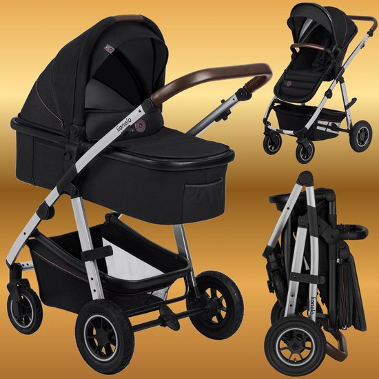 Lionelo Amber 2-in-1 Kinderwagen – Combi Kinderwagen met Reiswieg & Wandelwagen – Vanaf Geboorte tot 22 kg – Luchtbanden, Volledige Vering, Omkeerbaar Zitje – Accessoires: Luiertas, Klamboe, Regenhoes, Verschoonmatje van Merkloos