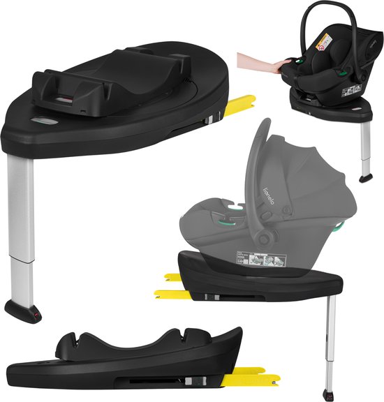 Lionelo Astrid i-Size Base Plus ISOFIX Autostoelbasis - 180° Draaibaar - Klikbevestiging - i-Size R129/03 - Steunpoot - Kleurindicatoren - Compatibel met Lionelo Astrid i-Size