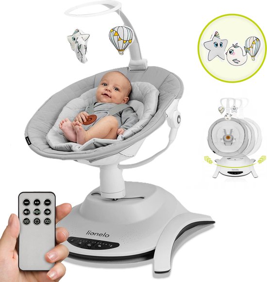 Lionelo Bella Wipstoeltje 6in1 - 360 graden - Elektrisch Draaibaar - voor baby's tot 9 kg - Rugverstelling van Lionelo