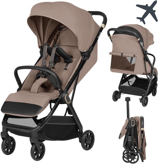 Lionelo Bess Ultra compacte Buggy - vanaf 6 maanden tot 22 kg – Kinderwagen - Lichtgewicht (7,5 kg) – Automatisch inklapbaar – XXL Kap met UPF 50+ – Magnetische 5-puntsgordel – Reisvriendelijk – Geveerde wielen – Mand & bekerhouder van Merkloos