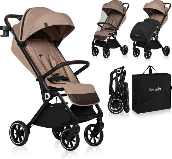 Lionelo Buggy Cloe - Kinderwagen Premium + - tot 22 kg - verstelbare rugleuning - 5-punts veiligheidsgordels - grote zwenkwielen - klamboe - bekerhouder - lichtgewicht - compact - waterdicht van Lionelo