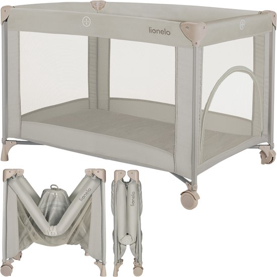 Lionelo Campingbedje 3in1: Baby bed + Reisbedje + Box – met Comfortabele Matras – Compact en Licht – Opvouwbaar – Zij-ingang – Stalen Frame – Reistas – Tot 15 kg – 70 x 100 cm – Lionelo Amelie van LIONELO